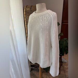 Free People Take Me Home Cozy‎ White Knit Sweater